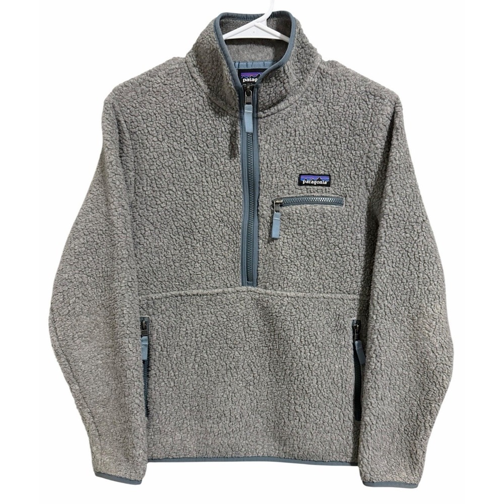 Patagonia Retro Pile Marsupial Fleece Pullover Salt Gray Women's Size XS